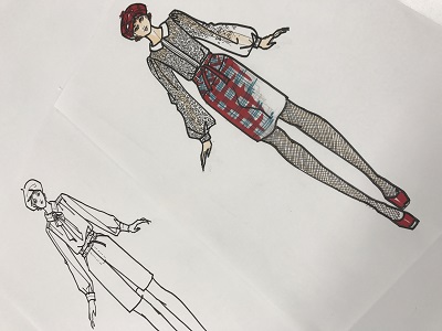 田中千代ファッションカレッジ 体験実習★デザイン画